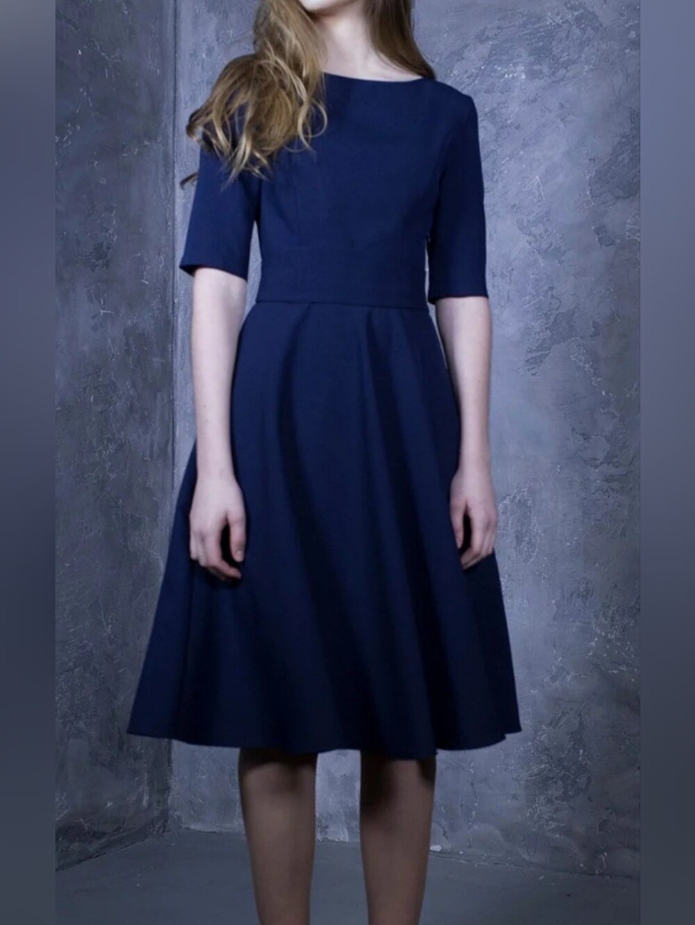 GUNTINA Navy Blue 50s Midi Dress